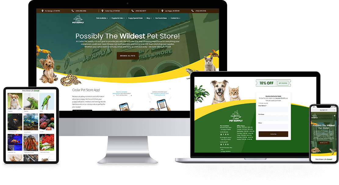 Cedar Pet Supply website design