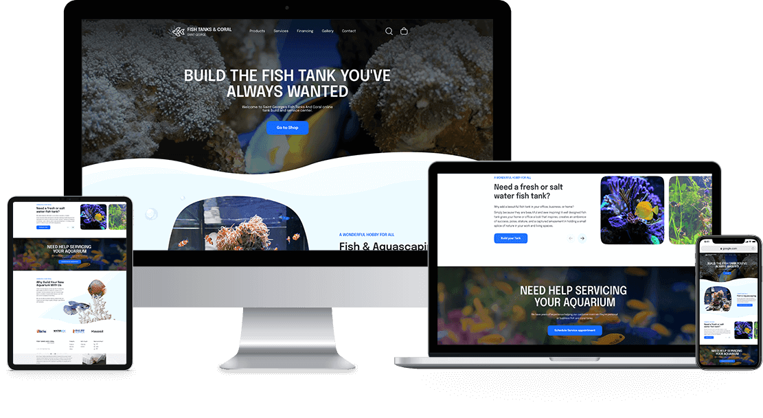 Fish Tanks & Coral website design