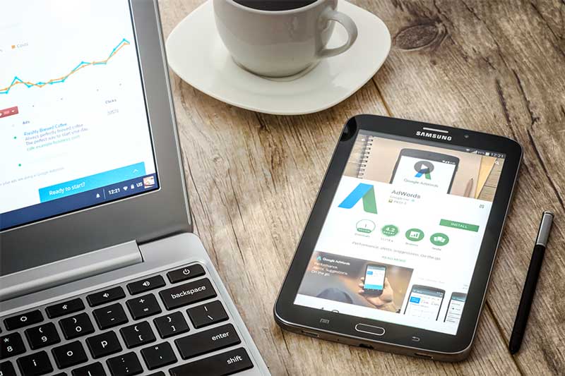 Launching a Google Ads campaign on a tablet