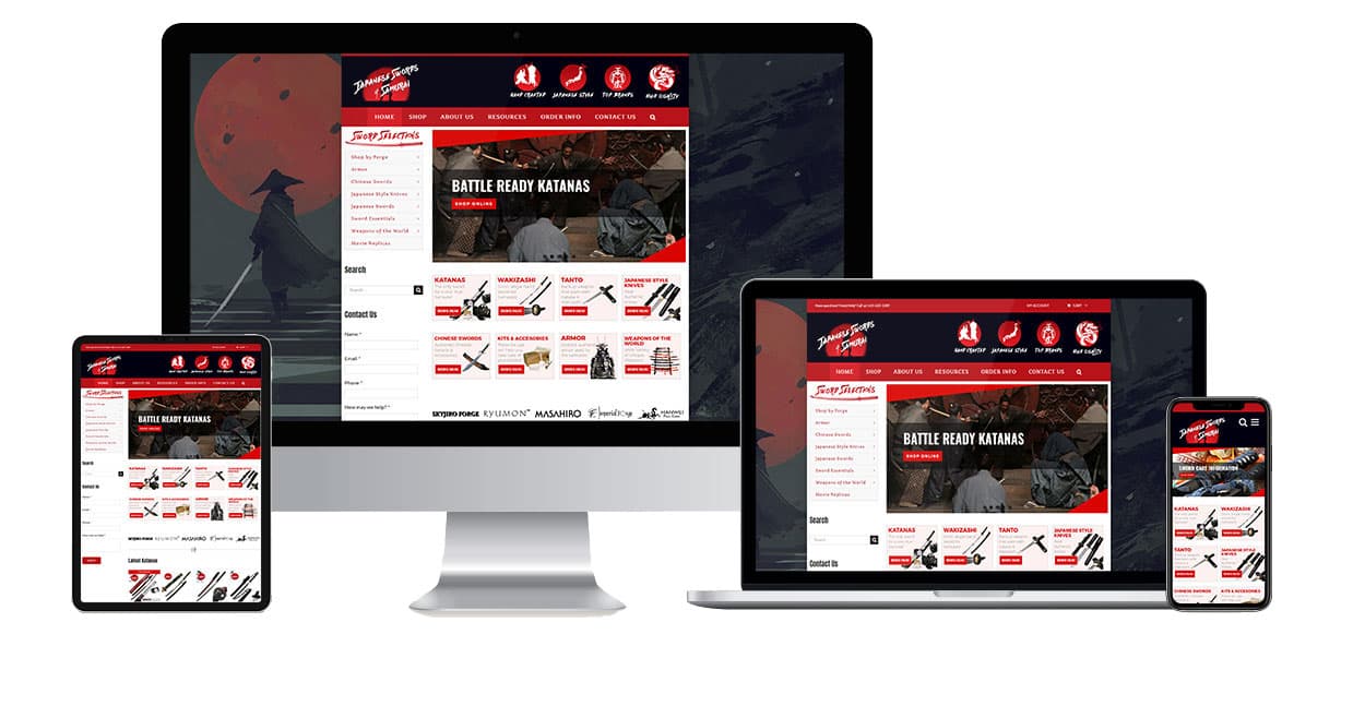 Japanese Swords 4 Samurai website design
